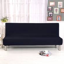 Armless Sofa Cover 3 Seater Stretch Couch Cover Elastic Slipcover For Sofa Bed Without Armrests, Anti-Slip - Black - View 4