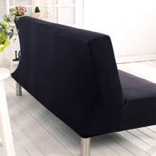 Armless Sofa Cover 3 Seater Stretch Couch Cover Elastic Slipcover For Sofa Bed Without Armrests, Anti-Slip - Black - View 5