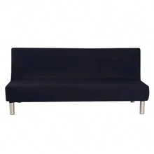 Armless Sofa Cover 3 Seater Stretch Couch Cover Elastic Slipcover For Sofa Bed Without Armrests, Anti-Slip - Black - View 3