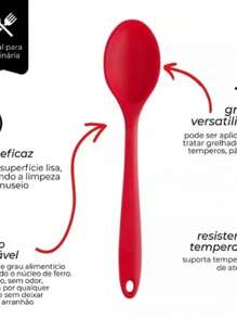 Jogo de Utensílios de Silicone Para Cozinha Vermelho 4 Peças - Vermelho - Visão 9