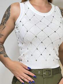 Blusa Regata Feminina T-Shirt Liso Modal Verão Mimi Y858 - Branco - Visão 2
