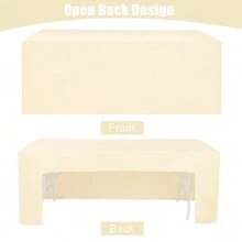 2 Pack Open Back Fitted Rectangle Tablecloths 72 X 30 Inch/96 X 30 Inch, Black Table Clothes For 6/8 Foot Tables, Washable Thick Polyester Fitted Table Cover For Parties, Wedding, Banquet, Trade Show - 米色 - 查看 2