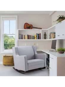 YODOLLA Rocking Chair Upholstered Rocking Chair For Nursery Reading Chairs For Adults Wooden Leisure Chair For Living Room Bedroom - Grey - View 5