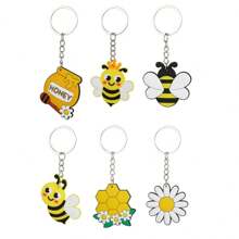 1pc/6pcs/12pcs/24pcs Cute Cartoon Bee Pendant, Bee Keychain, Creative Gift For Men And Women Car Accessories Bag Charm School Goth Y2k