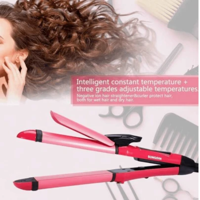 Plancha rizadora y alisadora alisador de pelo ajustablE 2 en 1 barberia