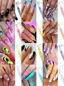 24pcs Nail Art Pen Kit For Beginners, Fine Tip Waterproof Acrylic Paint Pens For 3D Lines, Dots, And Abstract Nail Graffiti, Complete Manicure Drawing Set With Easy-Grip Barrels Back To School - Multicolor - View 3