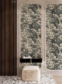 1入3m復古花卉壁紙,法式家居裝飾pvc自粘壁紙,家居櫥櫃裝修壁紙貼紙 - 黑色 - 查看 4