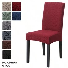 4/6 Stück Jacquard Stuhlhussen für Esszimmerstühle, Hotel, Hochzeit, Party - Bordeaux - Übersicht 2