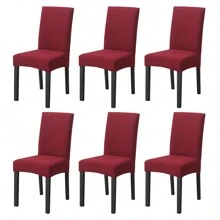 4/6 Stück Jacquard Stuhlhussen für Esszimmerstühle, Hotel, Hochzeit, Party - Bordeaux - Übersicht 1
