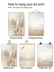 3PCS/1SET  Nordic Minimalist Sunset Landscape Hanging Paintings, Plant And Flower Living Room Painting Cores No Frame