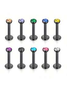 CIZME 10 件唇环唇钉软骨耳环，唇钉耳屏软骨 16G 6MM 8MM 耳钉，内螺纹不锈钢，螺旋唇梦露美杜莎海螺，多功能穿孔珠宝 - 內螺紋 - 查看 20