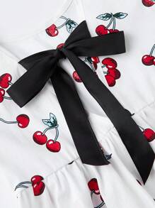 少女櫻桃印花連衣裙 - 彩色 - 查看 4