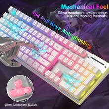 ATTACK SHARK Wireless Gaming Keyboard & Mouse Combo, Semi-Transparent Pudding Keycaps, 3650mAh Rechargeable Battery, RGB Ergonomic Mechanical Feel Keyboard, 4800 DPI Rainbow LED Silent Mouse 2.4G USB For PC - white mixed light - View 3