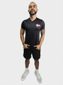 Playera deportiva Cartel Fit para hombre CARTF - Blanco y Negro - Ver 1