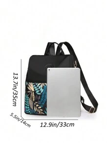 1 件背包、休闲包、学校书包、旅行包、多功能背包、轻便、大容量和可调节价格的肩带、适合学校教室、海边旅游、度假、休闲娱乐、工作、运动和节日礼物、时尚叶子图案尼龙材料、适合女士、学生、办公室工作人员、女孩、老师和运动员赠送情人节日常礼物、Tready 背包、学校包、学校背包、书包、学校背包、返校、大背包、经典休闲、适合少女女大学生，非常适合返校、大学、中学、高中 - 藍色 - 查看 3