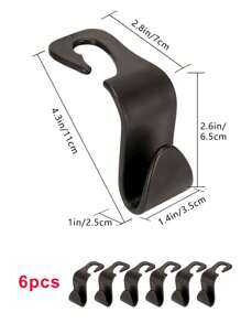 6 móc treo tựa đầu ghế ô tô, móc treo đa chức năng cho ghế sau, giá treo đồ cho ghế trước và sau, phụ kiện lưu trữ nội thất ô tô, phù hợp cho phụ kiện ô tô, móc trang trí và sắp xếp đồ đạc trong xe, phụ kiện ô tô dành cho nữ, phụ kiện ô tô, đồ dùng ô tô - màu đen - Xem 4