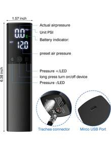 cotsoco Inflador de globos eléctrico, inflador automático portátil para un vuelo rápido en globo con manómetro preciso y pantalla numérica LCD para baloncesto, fútbol, voleibol (2 pelotas y 1 autobús) - Negro - Ver 2