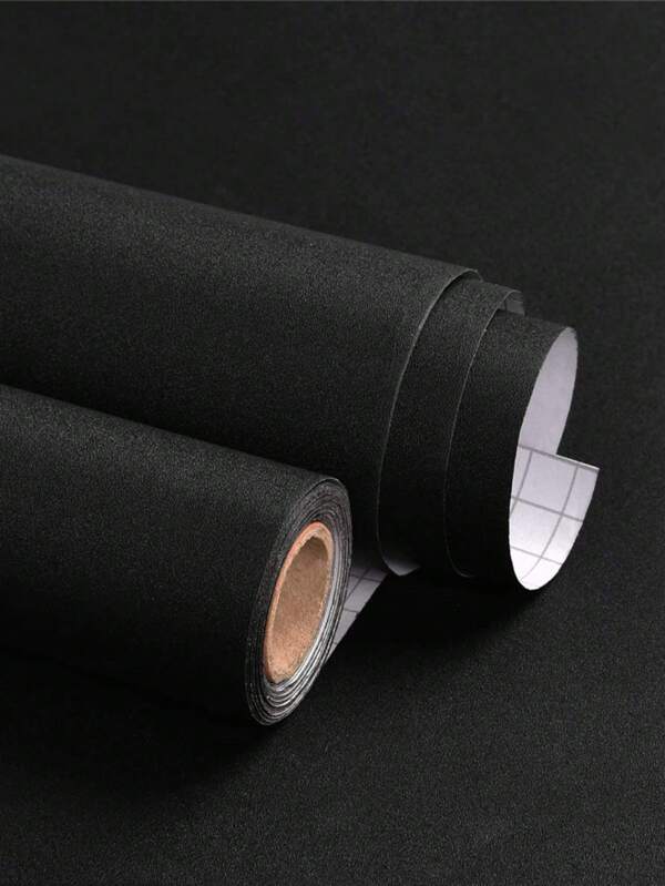 1 لفة من ورق الجدران الأسود الغير لامع - ورق الاتصال الذاتي اللصق و القابل للإزالة - ورق فينيل مزين لديكورات الحائط و الأثاث و الأسطح المستوية