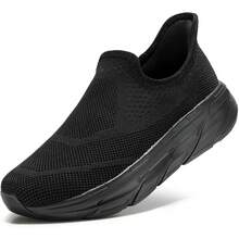 STQ Hands Free Maternity Walking Shoes Womens Slip On Sneaker - TẤT CẢ ĐEN - Xem 1