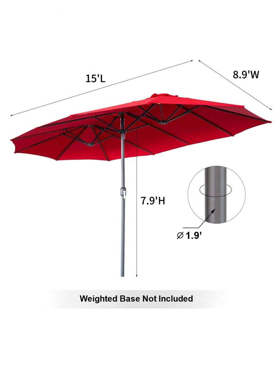 YODOLLA 4.5x2.7m Outdoor Patio Umbrella DoubleSided Market Umbrella