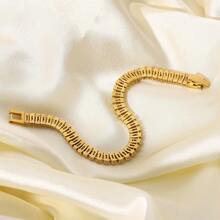 Western Style 1pc Glamorous Luxury Cubic Zirconia Square Chain Bracelet For Women Fashion Copper Jewelry Valentine's Day Chinese New Year,Mom,Mother,Mother's Day,Gift