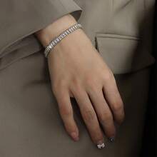 Western Style 1pc Glamorous Luxury Cubic Zirconia Square Chain Bracelet For Women Fashion Copper Jewelry Valentine's Day Chinese New Year,Mom,Mother,Mother's Day,Gift