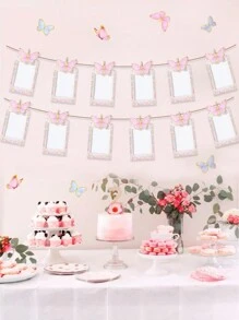 Bộ 1 thiệp giấy hình bướm hồng tự làm, thích hợp để trưng bày ảnh 4" và 6", trang trí phòng sinh nhật, đám cưới, tiệc sinh nhật theo chủ đề màu hồng, khung ảnh, băng rôn. Bao gồm kẹp, dây, băng dính hai mặt. - Hồng - Xem 5