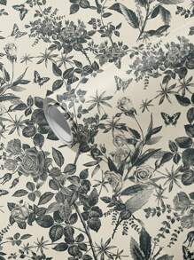 1入3m復古花卉壁紙,法式家居裝飾pvc自粘壁紙,家居櫥櫃裝修壁紙貼紙 - 黑色 - 查看 6