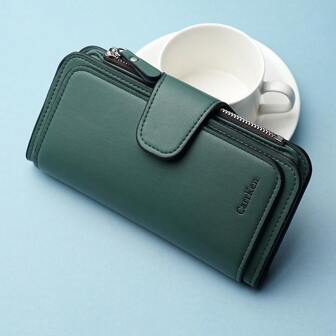 CarrKen 1pc Women's Tri-Fold Buckle Closure Wallet With Large Capacity Casual Style Multifunctional Handbag For Credit Card Id Card And Other Documents Ideal Gift For Girls For Women Wallet Purse Wallet Long Wallet