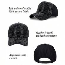 Gorra De Béisbol Rhinestone Deporte Al Aire Libre Unisex - Negro - Ver 3