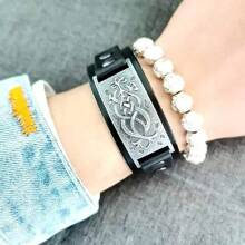 Bracciale Dara a nodo celtico - Bracciale vichingo con totem vintage - Bracciale regolabile in metallo e pelle