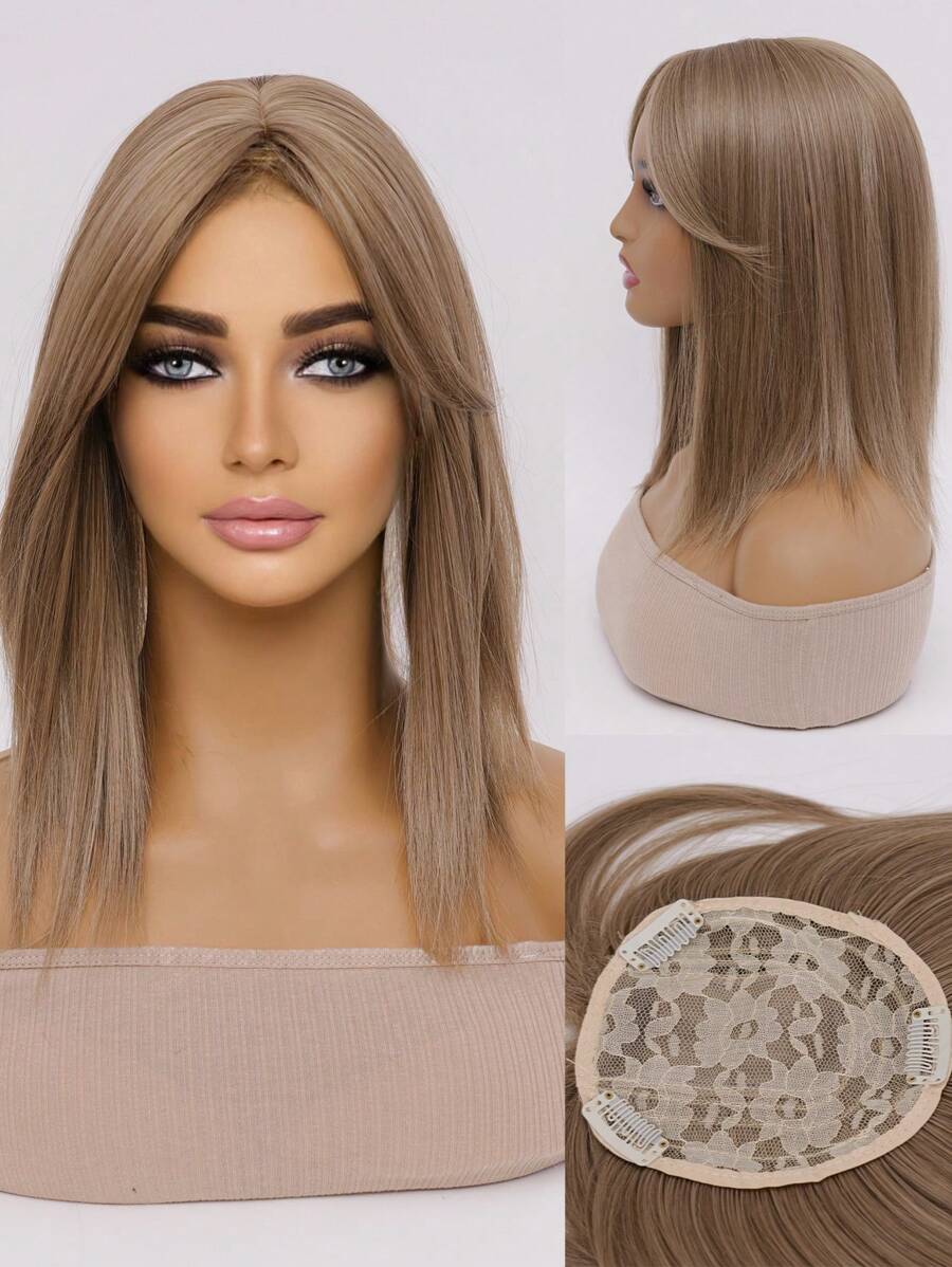 Hair Piece On The Top Of The Head Brown Synthetic HeatResistant Wig