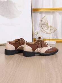 Zapatos Planos Con Cordones Marrones De Estilo Británico Vintage Para Mujer, Mocasines Modernos Y Versátiles Para Primavera
