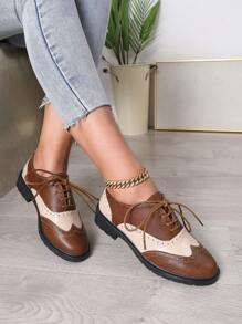 Zapatos Planos Con Cordones Marrones De Estilo Británico Vintage Para Mujer, Mocasines Modernos Y Versátiles Para Primavera