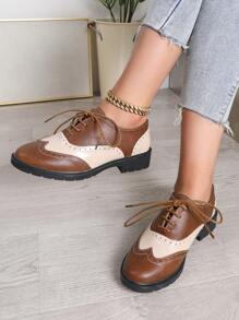 Zapatos Planos Con Cordones Marrones De Estilo Británico Vintage Para Mujer, Mocasines Modernos Y Versátiles Para Primavera