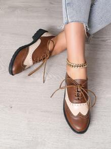 Zapatos Planos Con Cordones Marrones De Estilo Británico Vintage Para Mujer, Mocasines Modernos Y Versátiles Para Primavera