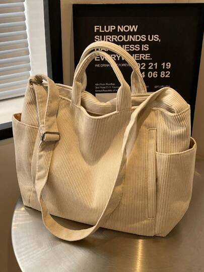 Casual Solid Color Multi-Pocket Women's Tote Bag