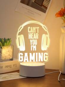 1pc Gaming Style 3D Acrylic Night Light With Headphone And Gamepad Pattern, Perfect Decor For Gaming Room And Bedroom, Ideal Birthday Gift For Gamers, Friends And Family, Room Decor Night Light, Great Valentine's Day Gift