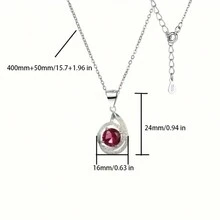 1 件方晶鋯石項鍊防過敏可調節經典時尚項鍊適合女士日常佩戴 - 紅色 - 查看 3