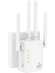 WiFi Extender Signal Booster For Up To 5,000 M² And 45 Devices, WiFi Range Extender, Long Range Amplifier With Ethernet Port, Access Point, 1-Button Setup, Alexa Compatible - White - View 1
