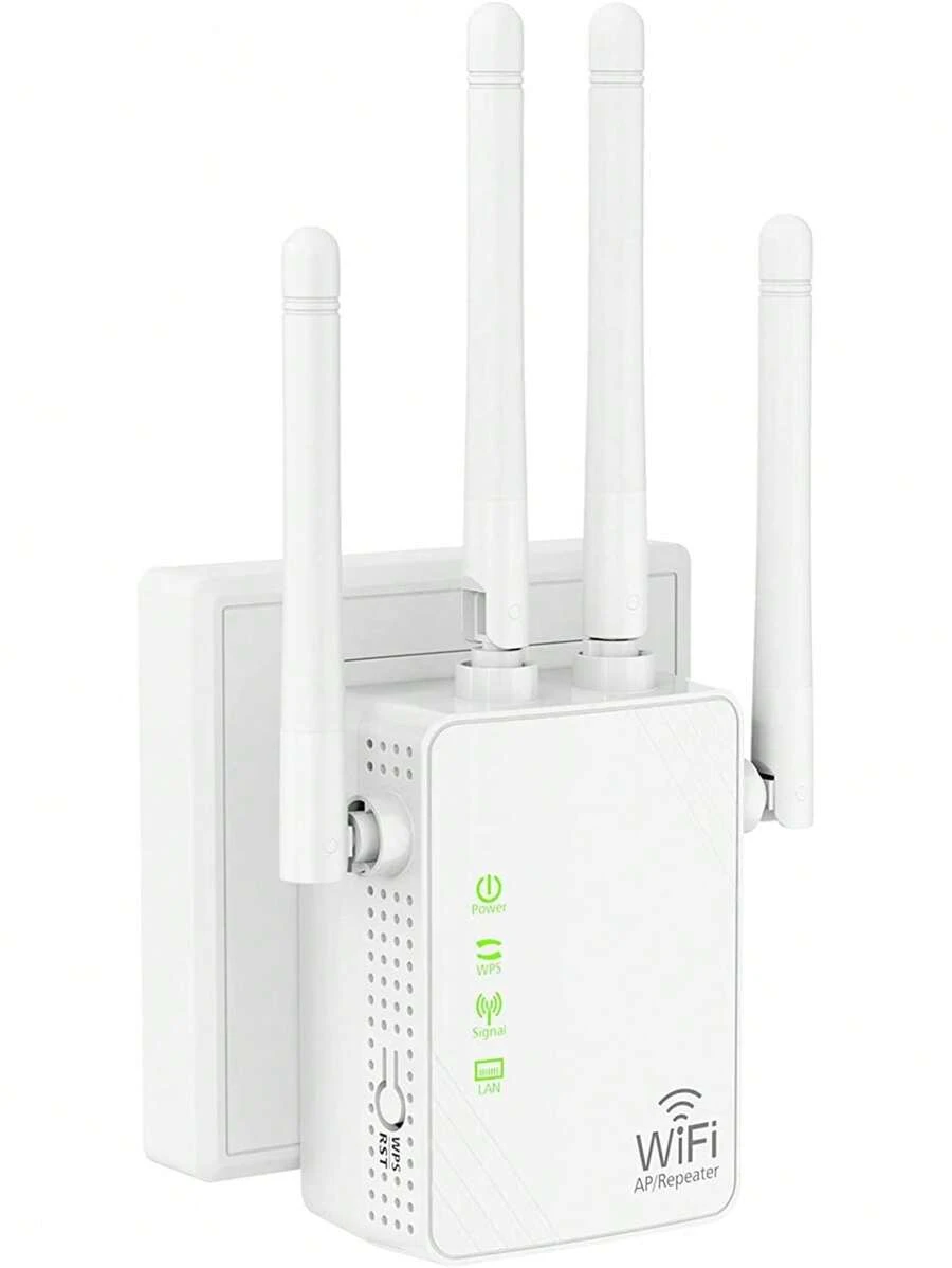 WiFi Extender Signal Booster For Up To 5,000 M² And 45 Devices, WiFi Range Extender, Long Range Amplifier With Ethernet Port, Access Point, 1-Button Setup, Alexa Compatible - White - View 1