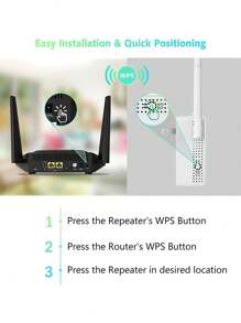 WiFi Extender Signal Booster For Up To 5,000 M² And 45 Devices, WiFi Range Extender, Long Range Amplifier With Ethernet Port, Access Point, 1-Button Setup, Alexa Compatible - White - View 6