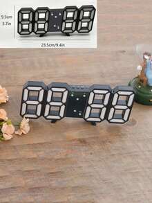 創意3d數字時鐘,掛牆式,led電子時鐘,鬧鐘,大尺寸 - 黑色 - 查看 5