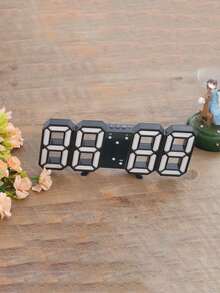 創意3d數字時鐘,掛牆式,led電子時鐘,鬧鐘,大尺寸 - 黑色 - 查看 4