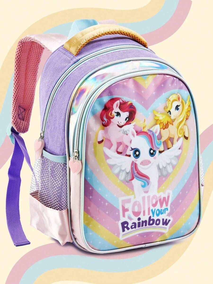 Mochila Infantil De Costas Feminina Grande Unicórnio Mochila Menina Escolar Padrão De Unicórnio Crianças Mochila Escolar Garotas À Prova D'Água Bolsas