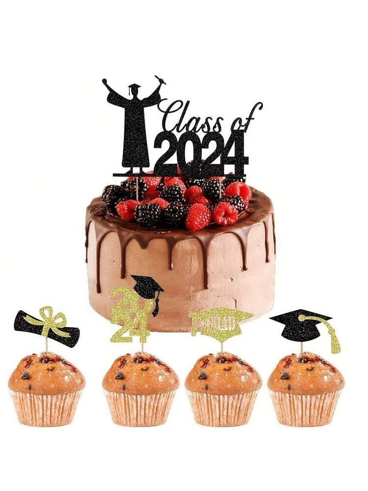 25 Topper Per Torte Battesimo – Decorazioni Per Cupcake Con Pesce E Eucalipto, Oro Rosa - 2