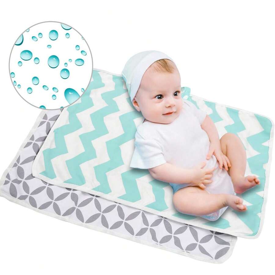 FELIN Cambiadores para bebe, 2 piezas, Cambiador portátil,cambiador pañal, cambiador de bebe, almohadillas impermeables para pañales de bebé, apto para recién nacidos, hogar, viajes al aire libre - Multicolor - Ver 1