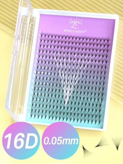 SONG LASHES Extensiones de pestañas SONG LASHES 16D Abanicos premontados de base fina y puntiaguda para profesionales. Racimos de pestañas, racimos de pestañas, pestañas individuales, pestañas, pestañas postizas