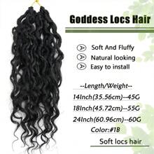 New Goddess Locs Crochet Hair Extensions 14Inch 18Inch 24 Inch 1 Pack Pre-Looped River Fauxs Locs Wavy Curly Fauxlocs Bohemian Crochet Braids (1B) - Black - View 2