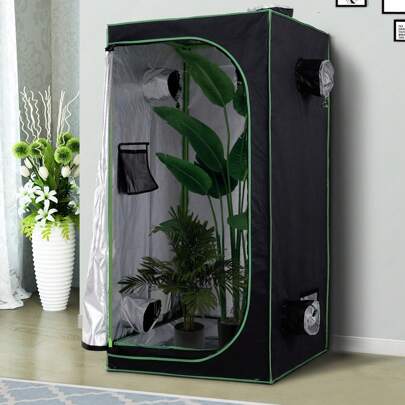 Outsunny Mylar Hydroponic Grow Tent With Adjustable Vents And Floor Tray For Indoor Plant Growing, 80 X 80 X 160cm